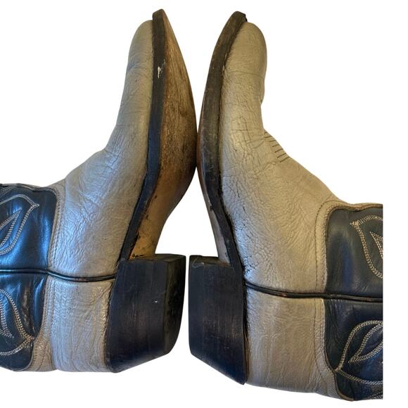 Tony Lama Boots Mens 7D Blue Gray Leather USA 8056 Cowboy Western main image 5